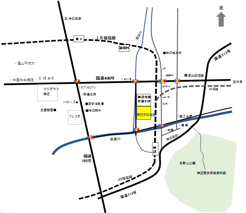 福山市神辺文化会館　地図