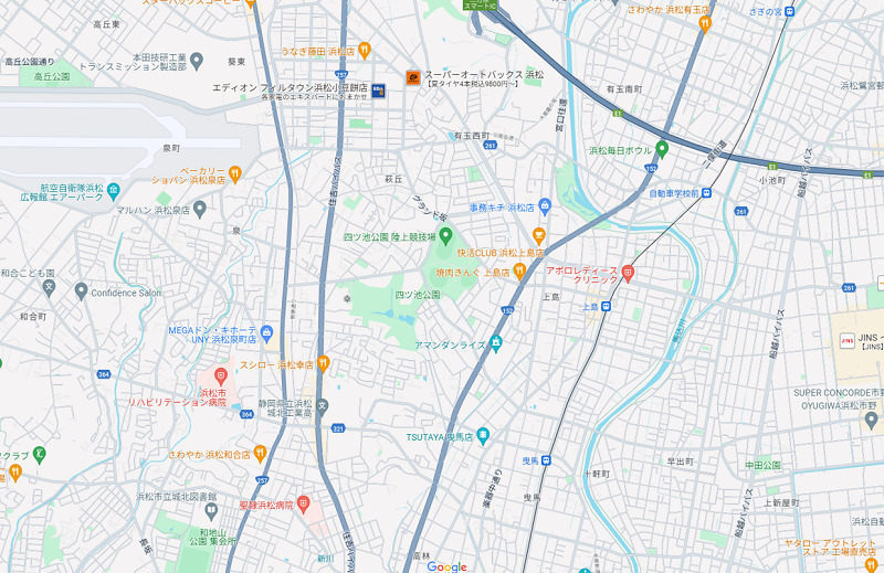 四ツ池公園　浜松球場　地図