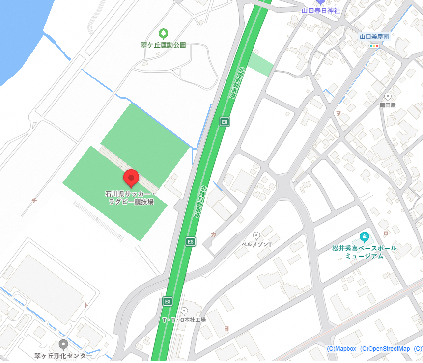 石川県サッカー・ラグビー競技場　地図